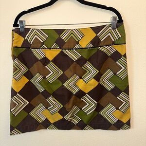 Geometric Pattern LOFT Button Mini Skirt